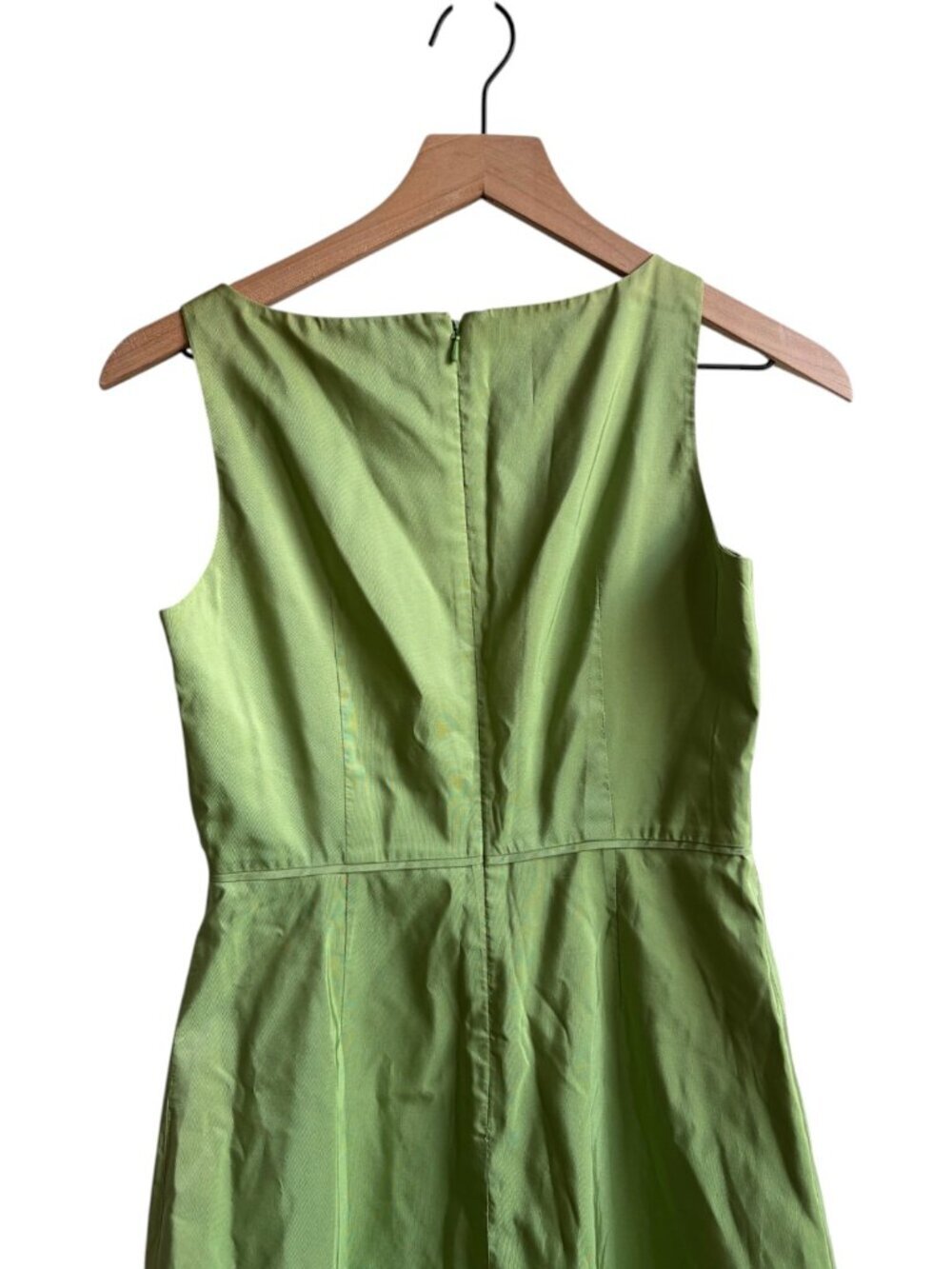 Vintage J. Crew Green 100% Silk Taffeta Dress Size 2 - Picture 4 of 7